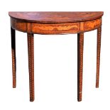 Antique Marquetry Demilune Console