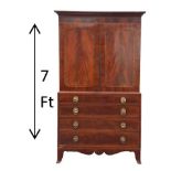 19th C. English Linen Press Flamed Mahogany