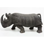 Large Wooden Rhino Figure