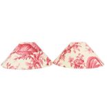(2) Red Toile Lamp Shades
