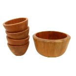 (4) Dansk Wooden Bowls & (1) Large Teak Bowl