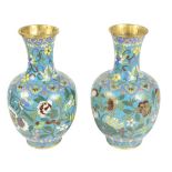 Pair of Chinese Cloisonne Floral Vase