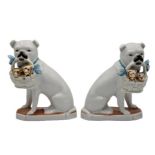 Pair of Porcelain Dogs with Puppy Baskets