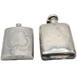 (2) Flasks, One Sterling Silver, 5.5 OZT.