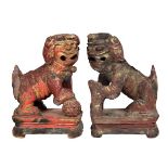 Carved Wooden Foo Dogs