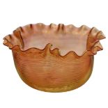 Ruffled Rim Art Glass Bowl