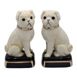 Pair of Takahashi Porcelain Crackleware Pugs