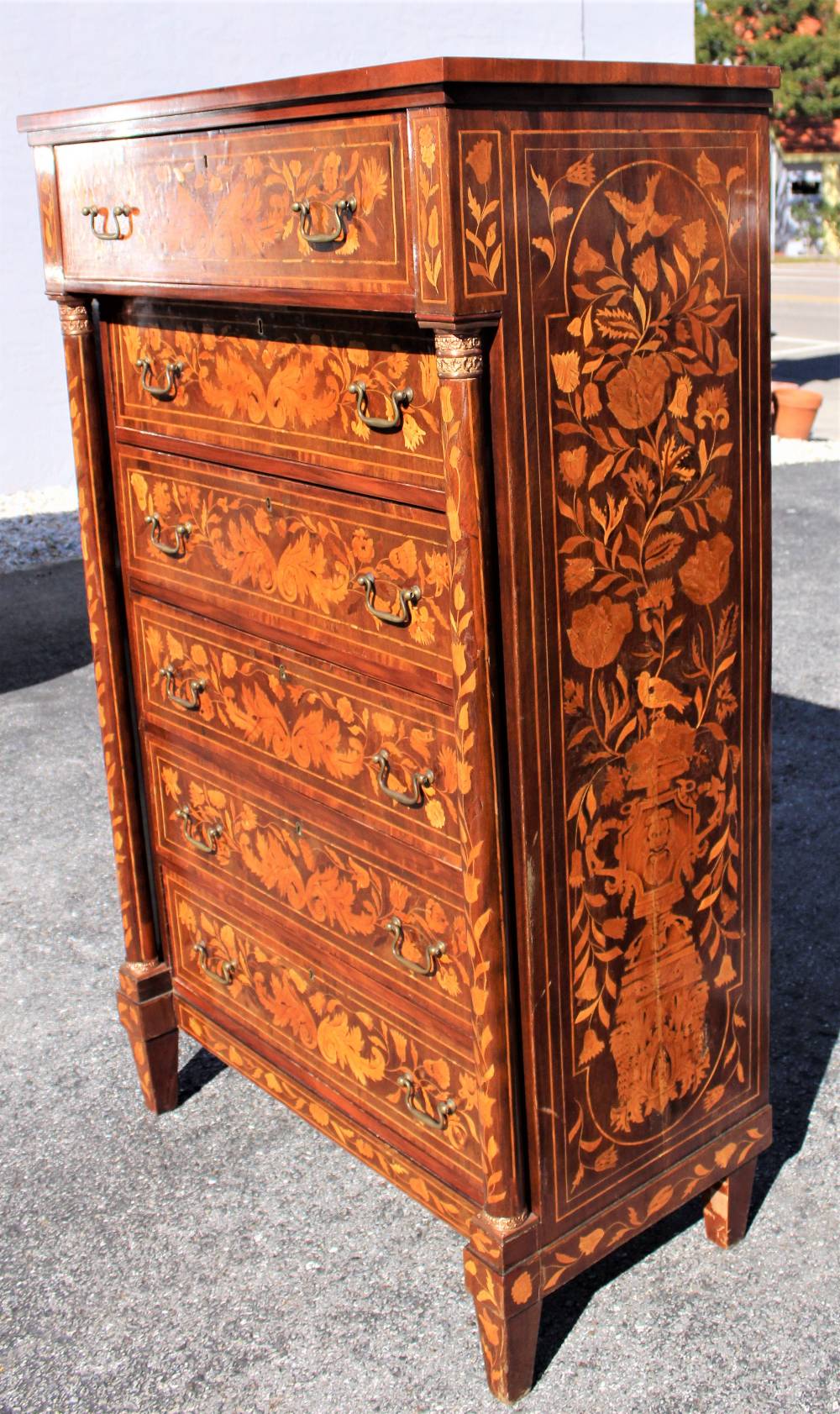 Antique Marquetry High Chest - Image 10 of 17