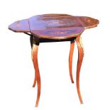 Marquetry Inlay Drop Leaf Side Table