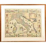 Antique Map of Italy, Framed