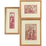 (3) Framed Toile Style Tapestry