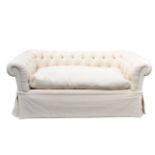 Custom White Upholstered Chesterfield Sofa