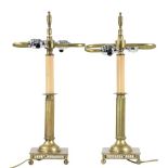 Pair of French Brass Candlestick Lamps