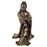 Antique Chinese Lacquer Wood Guanyin