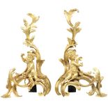 Pair of Antique French Gilt Bronze Chenets