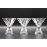 Set of (3) Steuben Tear drop Martini Glasses