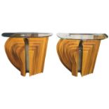 Art Deco Wood and Glass Side Tables