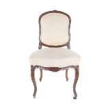 French Upholstered & Carved Wood Chair