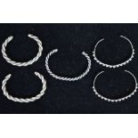 (5) Silver Metal Bangle Bracelets