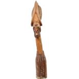 Tall Haitian Carved Wooden Figural Sculpture