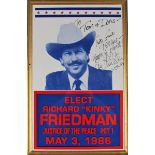 Signed Kinky Friedman 1986 Campaign Poster