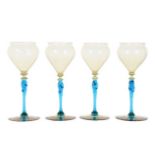 Set of (4) Steuben Amber & Celeste Blue Glasses