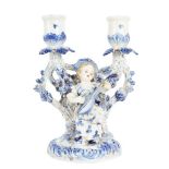 Blue & White Meissen Double Candlestick