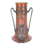 Loetz Art Nouveau Glass & Metal Twin-Handled Vase