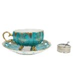 Royal Halsey Teacup & Saucer, Spoon, Salt Dish