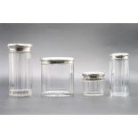 (4) Sterling Silver Top Glass Containers