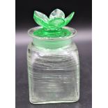 Steuben Green Threaded Vanity Jar