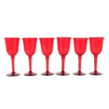 Set of (6) Steuben Selenium Red Wine Glasses