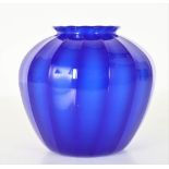 Steuben Cobalt Ribbed Art Glass Vase