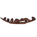 Chinese Finely Carved Boxwood Fishing Boat