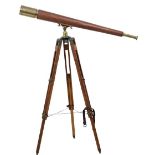 20th C Brass & Wood Telescope on Stand