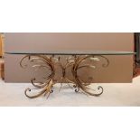 Italian Gilt Metal Coffee Table Circa 1960s-70s