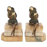 Pair of Art Deco Pierrette Bookends