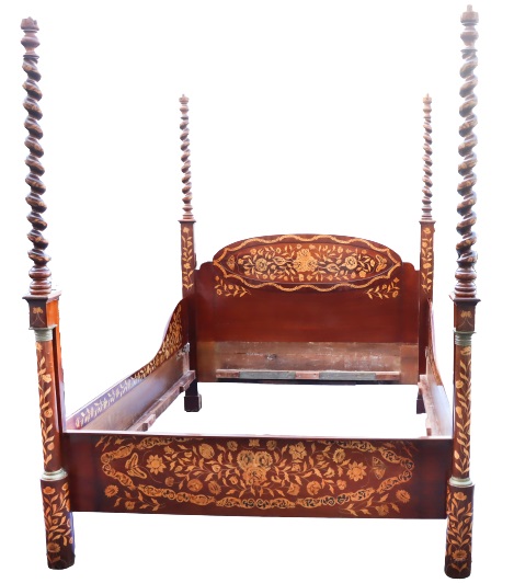 Antique Italian Inlaid Bed