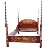 Antique Italian Inlaid Bed