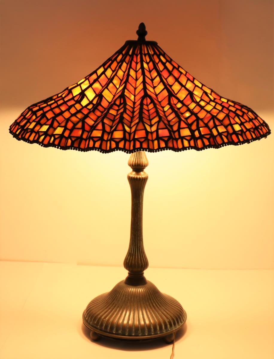 Stained Glass Lamp Signed Dale Tiffany - Image 6 of 11