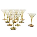 (11) Steuben Amber Wine Glasses