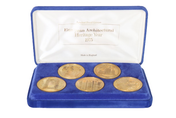 (5) European Architectural Coins w. Case