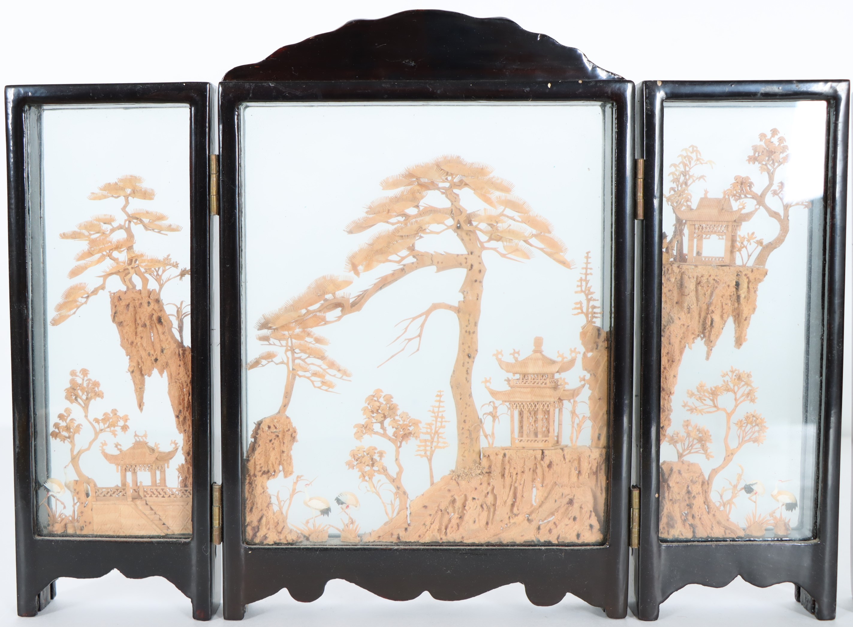 Pair of Chinese Carved Village Scenes - Image 4 of 8