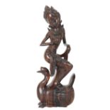 Balinese Wood Carving of Goddess w Swan