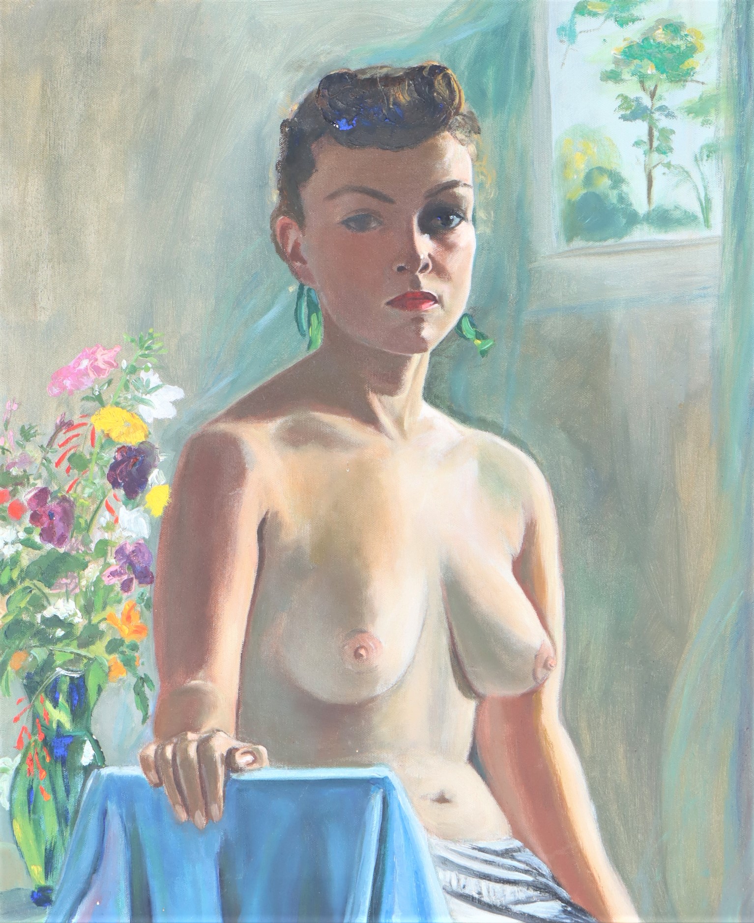 Portrait of Nude, 20th C, Oil on Canvas - Image 3 of 6