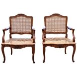 Pair of French Wood & Cane Chairs