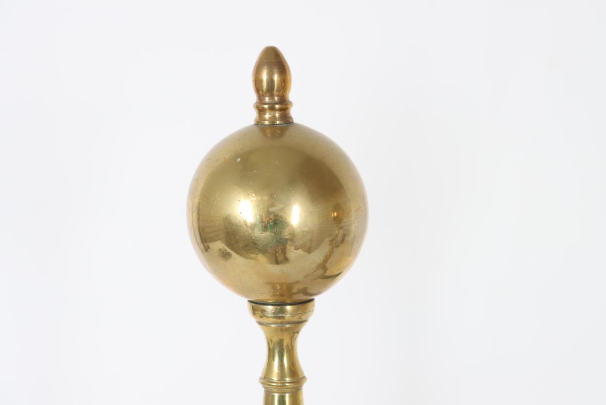 Pair of Brass Cannonball Top Andirons - Image 7 of 15