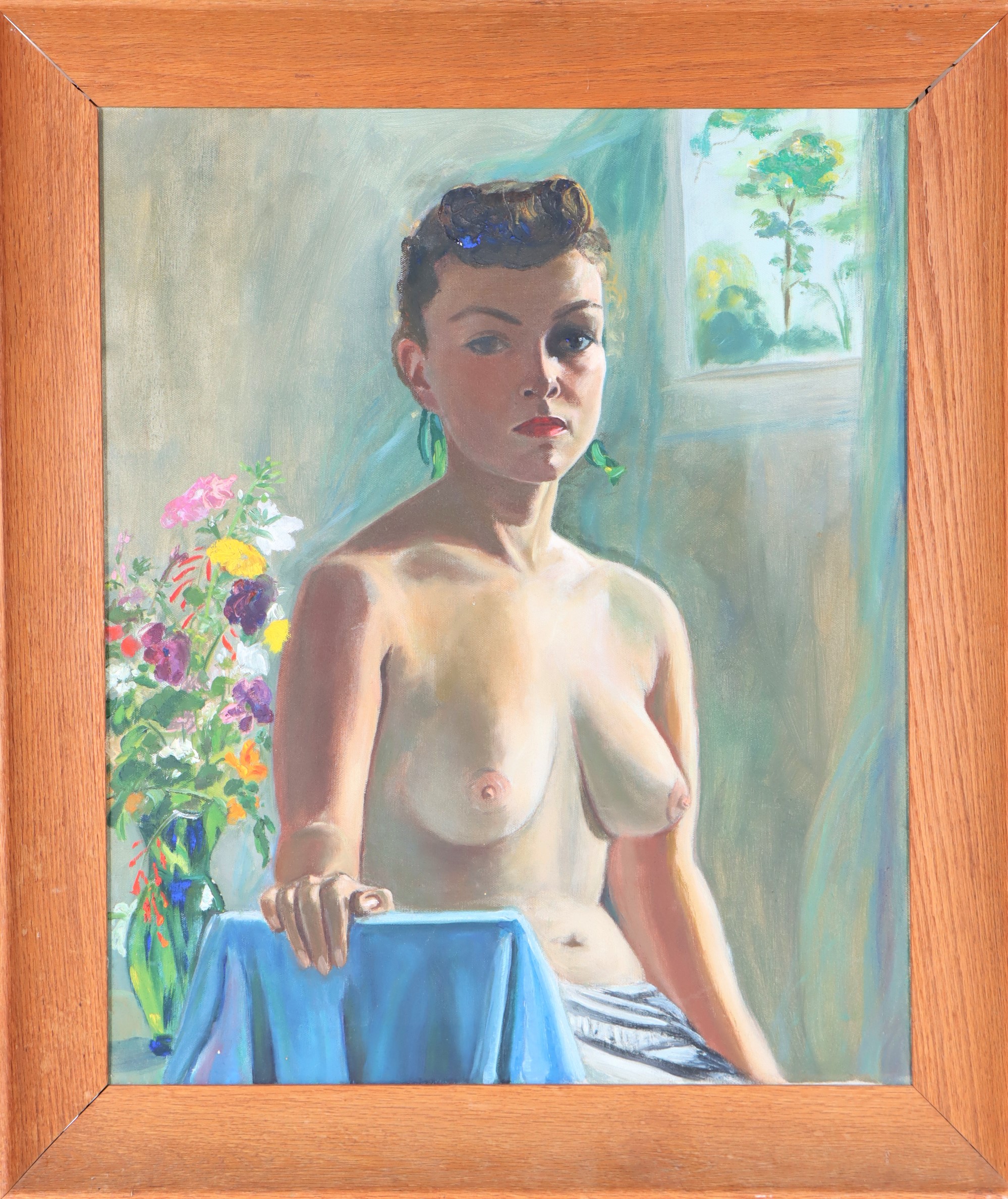 Portrait of Nude, 20th C, Oil on Canvas - Image 2 of 6