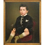 Antique Portrait of a Young Boy, Oil on Canvas