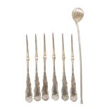 (6) Serving Picks, (1) Silver Stirring Spoon